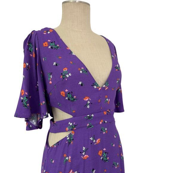 AFRM Revolve Renzo Maxi Dress Cut Out Floral Purple size Small - Picture 3 of 11